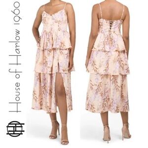 House of Harlow 1960 xs ruffle tiered corset dress